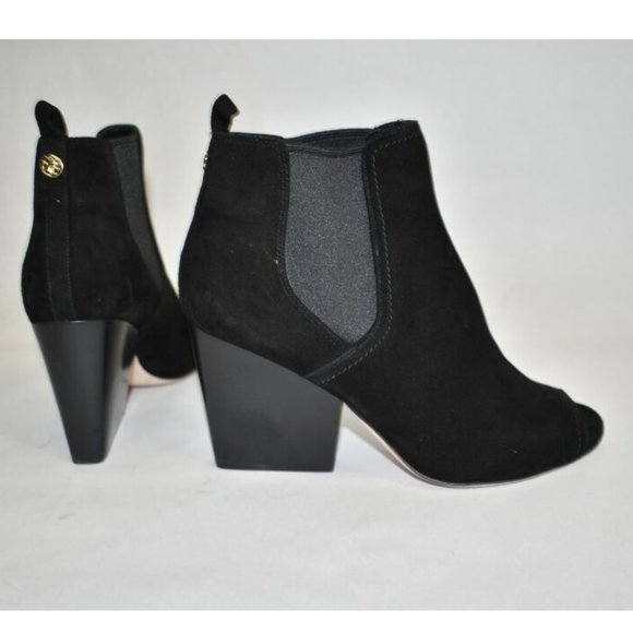 $450 TORY BURCH Gemma Open Toe Bootie BLOCK BLACK SUEDE 6 (SE14) - Picture 7 of 8